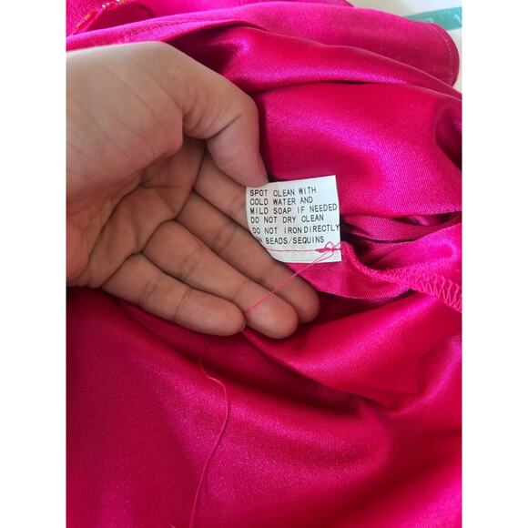 Vintage Sue Wong Pink Ruffle Beaded Silk Midi Dress Sz 8 90s Y2K Fairy Evening - Picture 8 of 10